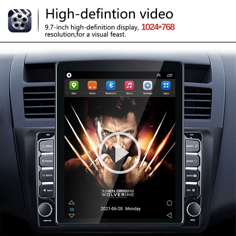 Supplier Manufacturer Oem Screen Single Din 9.7 Inch Android Tesla Style Carplay Car Auto Radio Stereo Audio DVD Player
