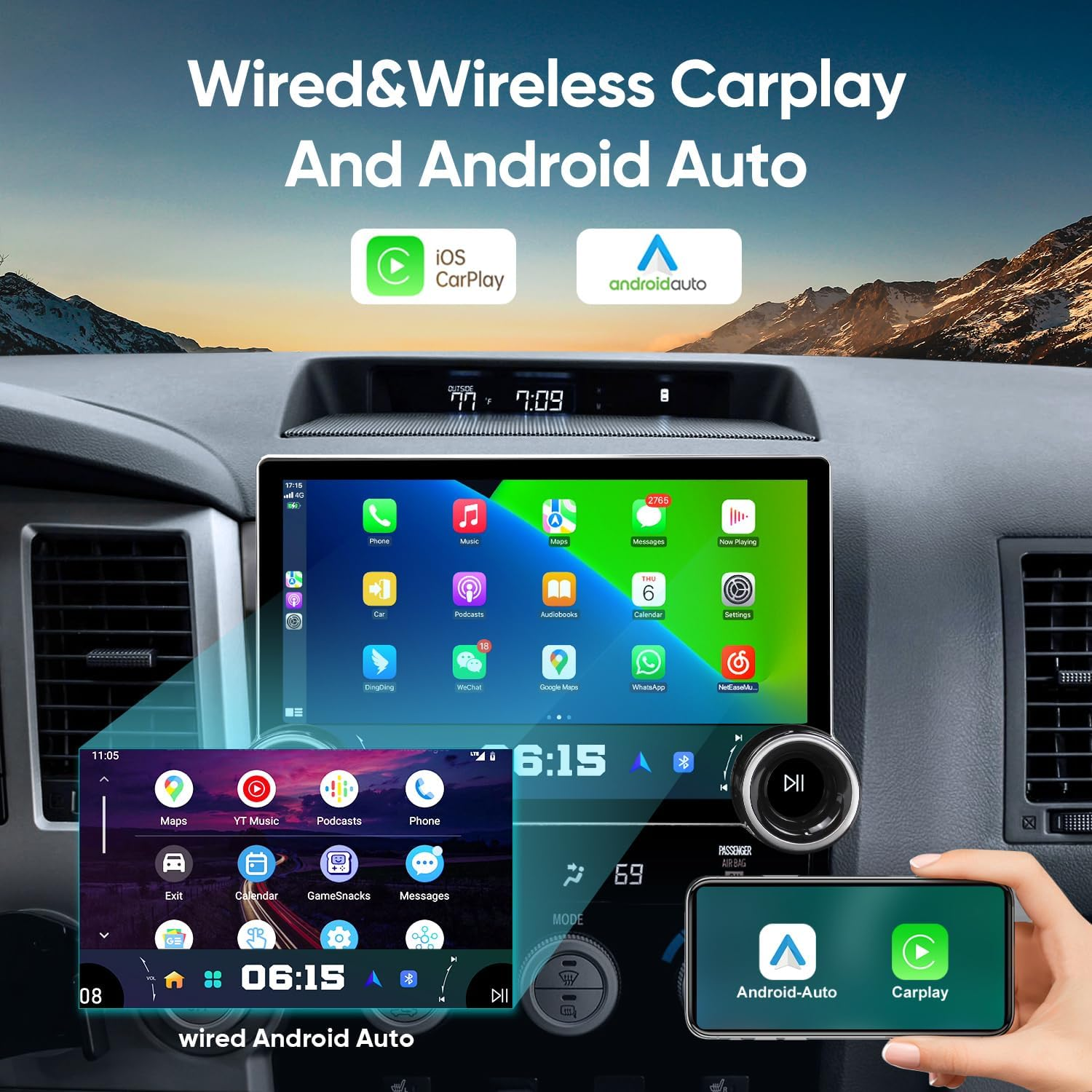 4+64g 6+128g Universal Touch Screen Dual Knobs Android 13 Navigation Radio Video Car Dvd Player