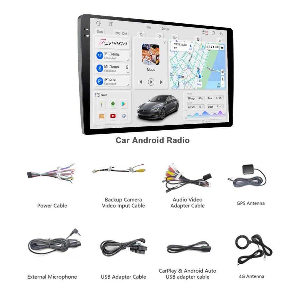 Topnavi Android 13 UIS 7870 3D real-time dynamic driving Car GPS Navigator 9.5/10.26 Inch Radio Stereo Audio Universal host