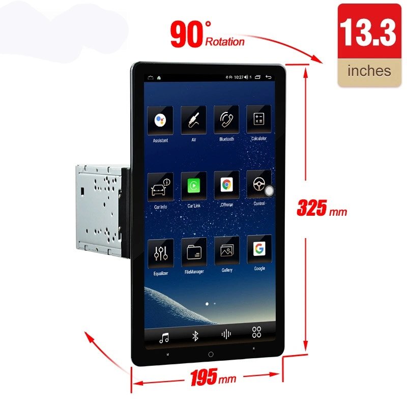 Universal Car Screen 13.3inch Automatic Rotating Screen DVD Video Player GPS Navigation CarPlay Car Audio Radio Car DVD player