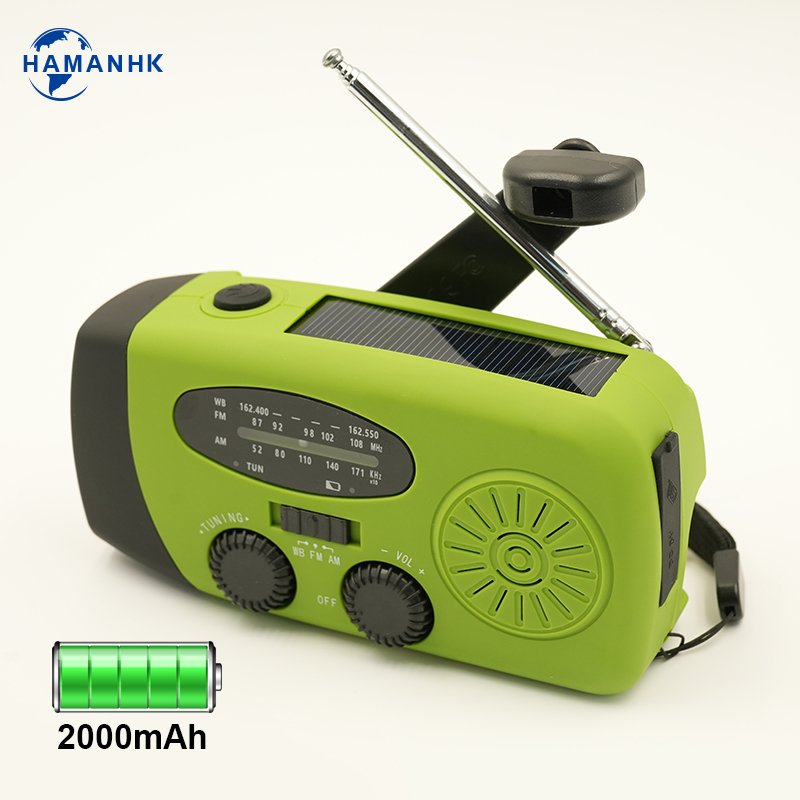 OEM Factory Portable Rechargeable Emergency Solar Hand Crank 2000mah Fm Portable Radio