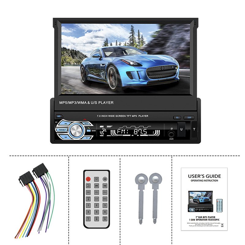 Car Mp5 Player Radio 1 Din 7'' Universal Foldable Detachable Touch Screen Bt Fm Car Android Video Player