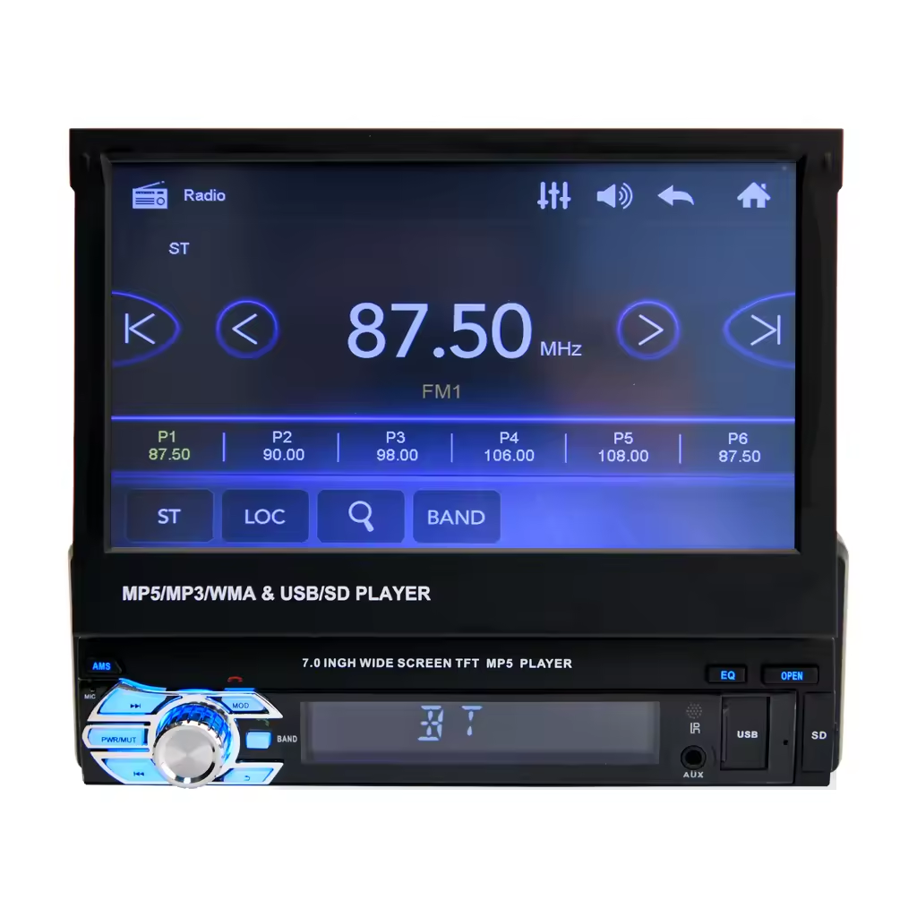 Car Mp5 Player Radio 1 Din 7'' Universal Foldable Detachable Touch Screen Bt Fm Car Android Video Player