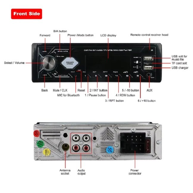 Stereo Audio Remote Control MP3 Player 1 Din AUX/TF/USB FM BT Car Radio Vehicle Car MP3 Player