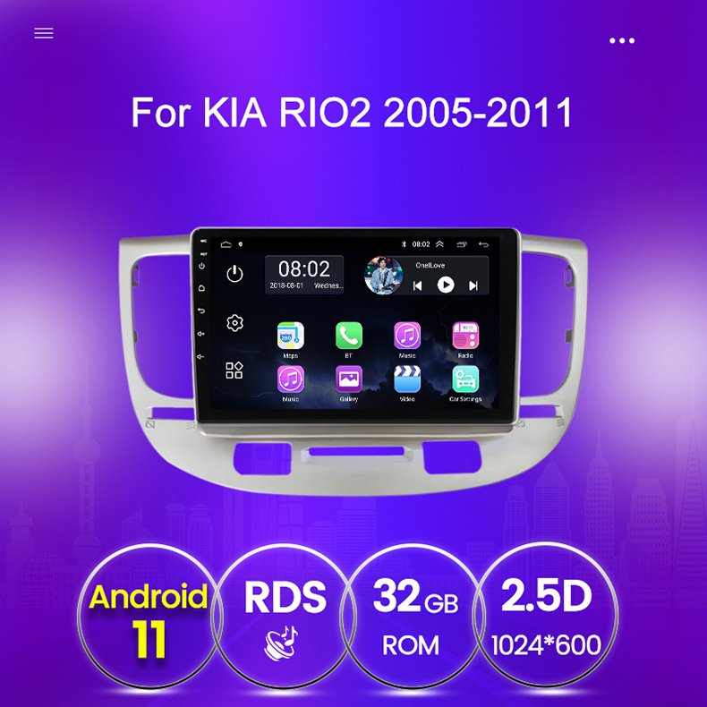 Multimedia Video Player for Kia RIO 2 RIO2 2005 2007 2008 2011 Car Radio Android Navigation Dashboard 4 Core/8 Core 9"
