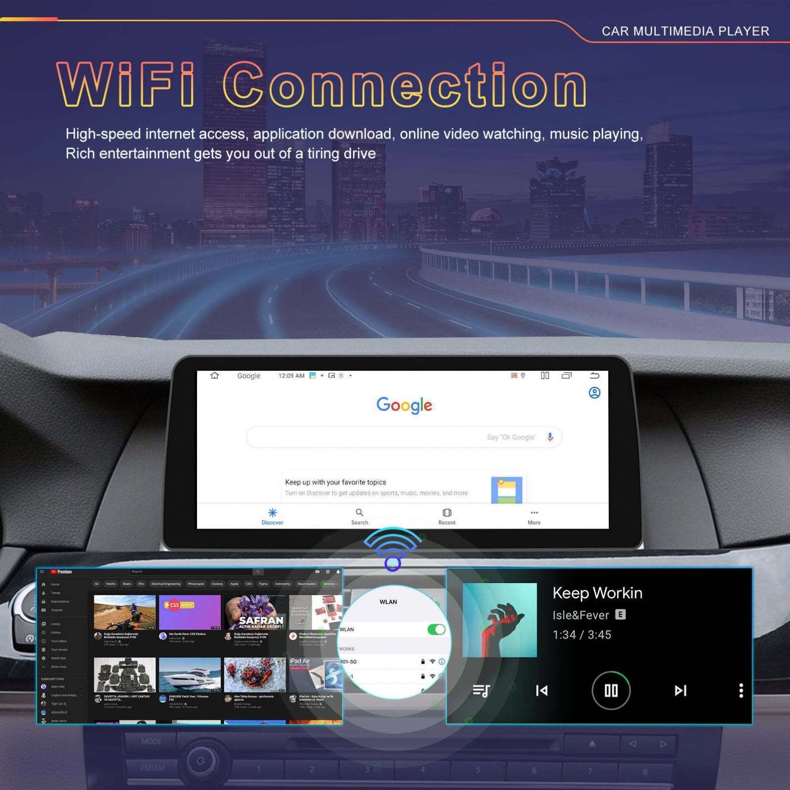Dashboard 10.33 inch 2+32G Universal Android Car Radio Player with GPS Wifi Carplay Android Car Touch screen