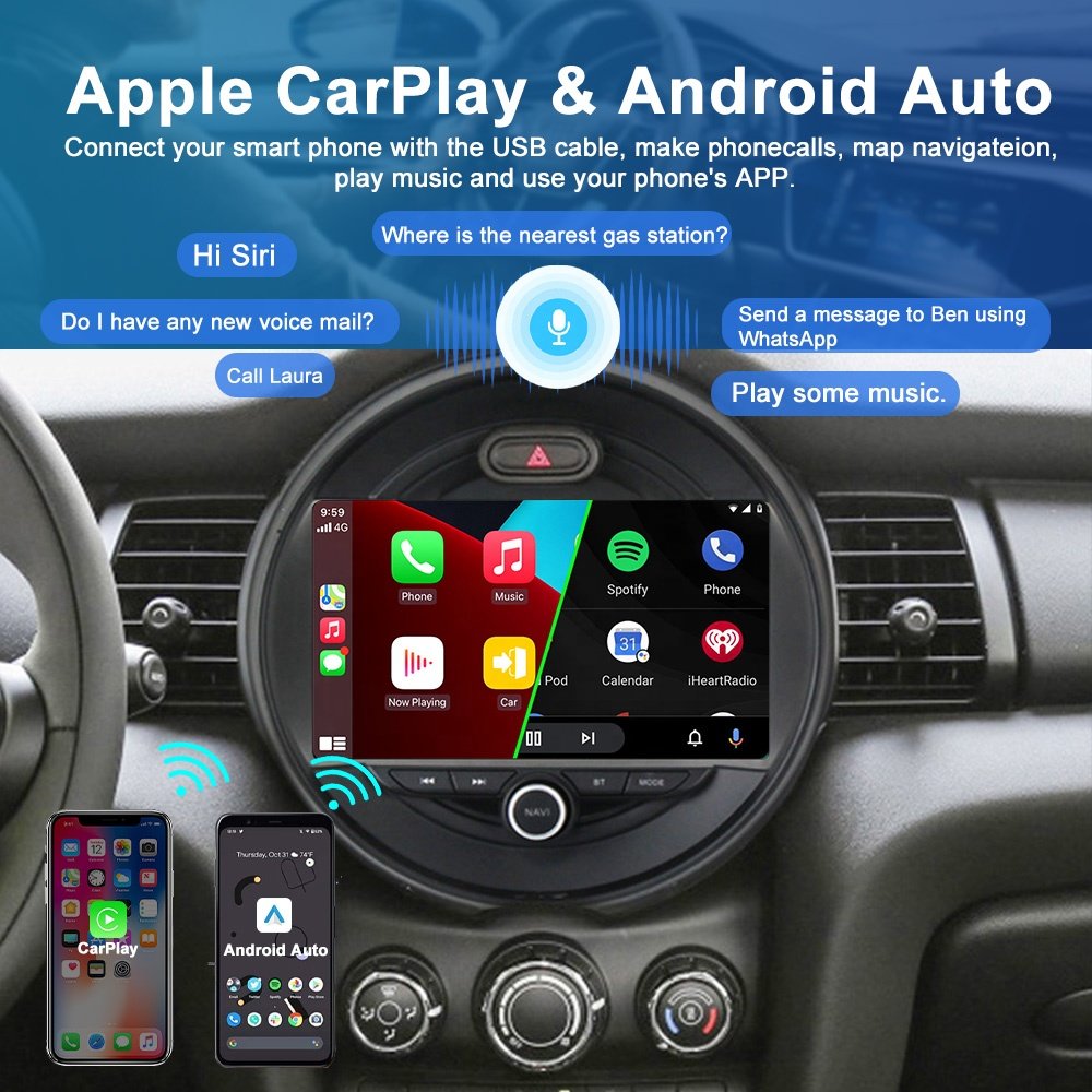 Jmance DSP Car Multimedia System 9inch 2Din GPS Navigation Android Auto Radio stereo Carplay for BMW Mini 2014 - 2020 Frame