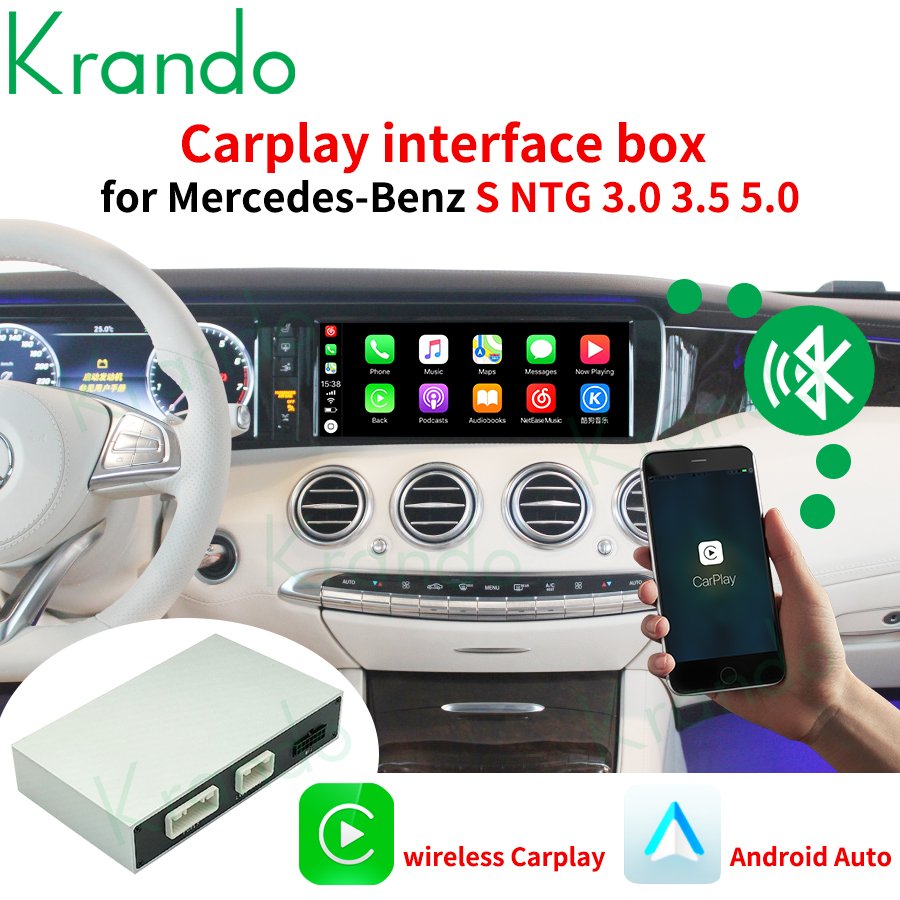 Krando Wireless Smart Carplay Box for Mercedes BENZ S CLASS W221 W222 2005 - 2013 NTG3.0 Android Auto Interface Decoder AI Box