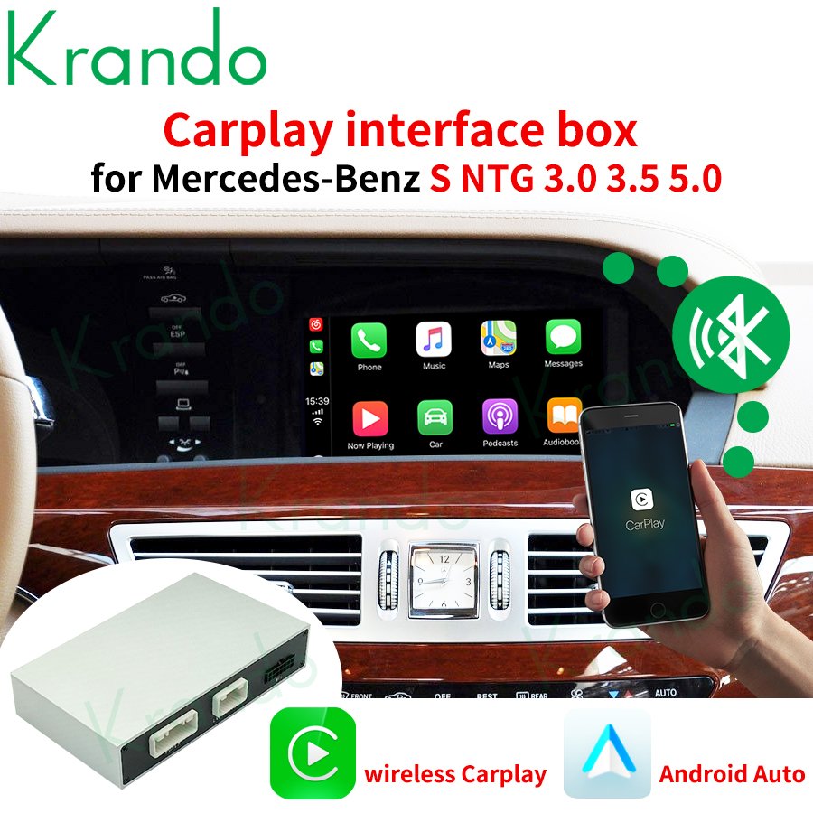 Krando Wireless Smart Carplay Box for Mercedes BENZ S CLASS W221 W222 2005 - 2013 NTG3.0 Android Auto Interface Decoder AI Box