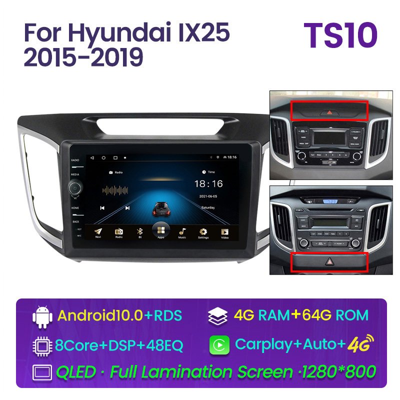 MEKEDE For Hyundai Creta IX25 2015 2018 2019 GPS Navigation Android Car-play Steering Wheel Control Car Radio NO DVD Player