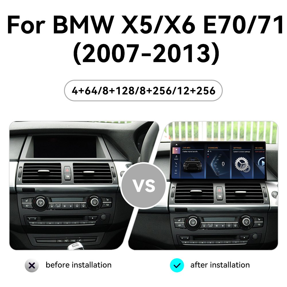 12.3 inch Android 13 For BMW X5 X6 E70 E71 2007-2013 Car Radio GPS Navigation Multimedia Player Stereo Wireless Carplay