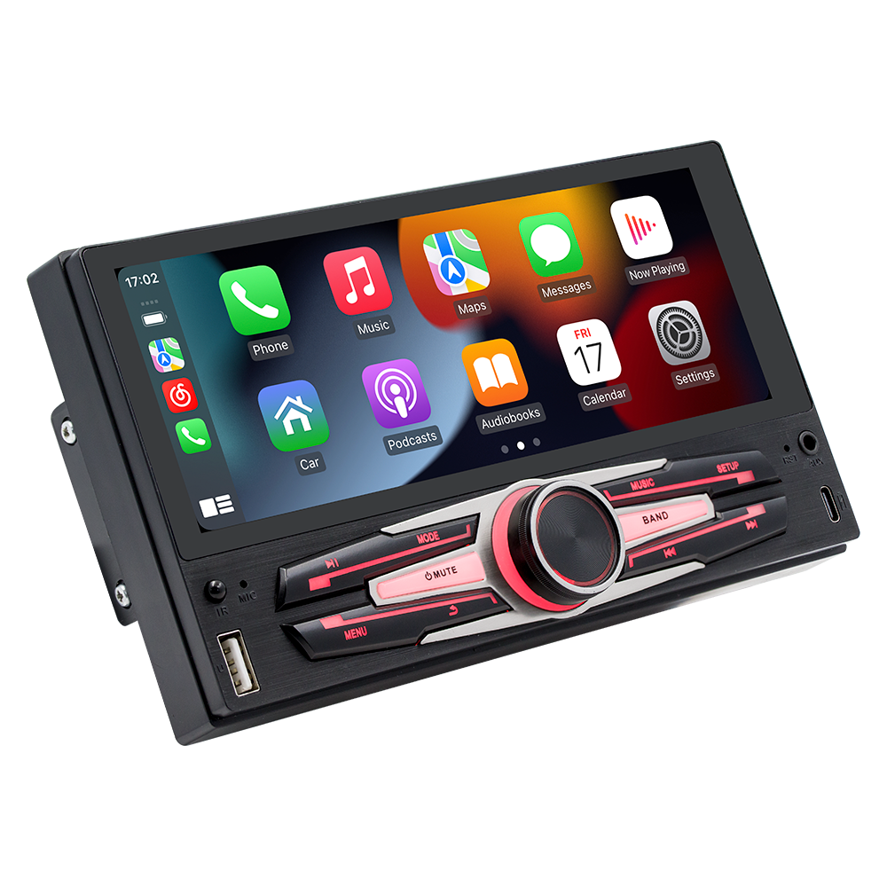 BESTREE single 1 din car mp5 player 6.86 inch BT car audio stereo mp5 player with wireless carplay USB charging car stereo