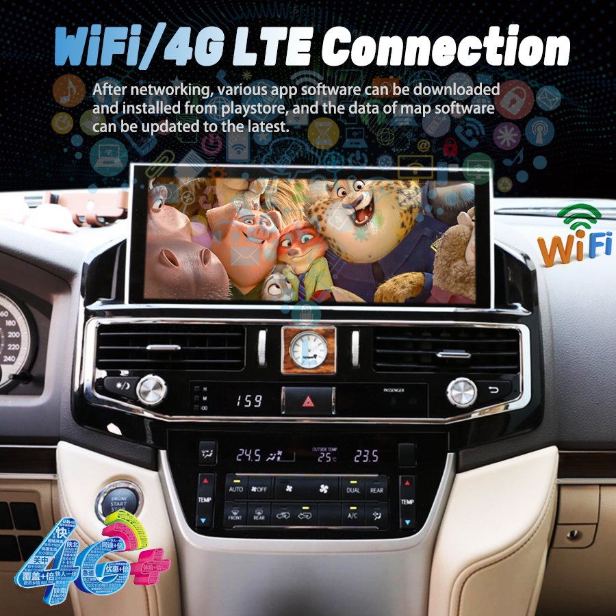 Android 12.3inch Touch Screen Car Radio for TOYOTA LAND CRUISER LC200 LC300 2008-2021 Multimedia Video Player GPS OLED Dashboard