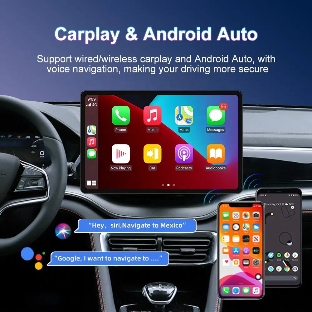 Universal 13 Inch Car Stereo Touch Screen Radio Android Car Multimedia Player CarPlay 2K QLED Screen Car Radio