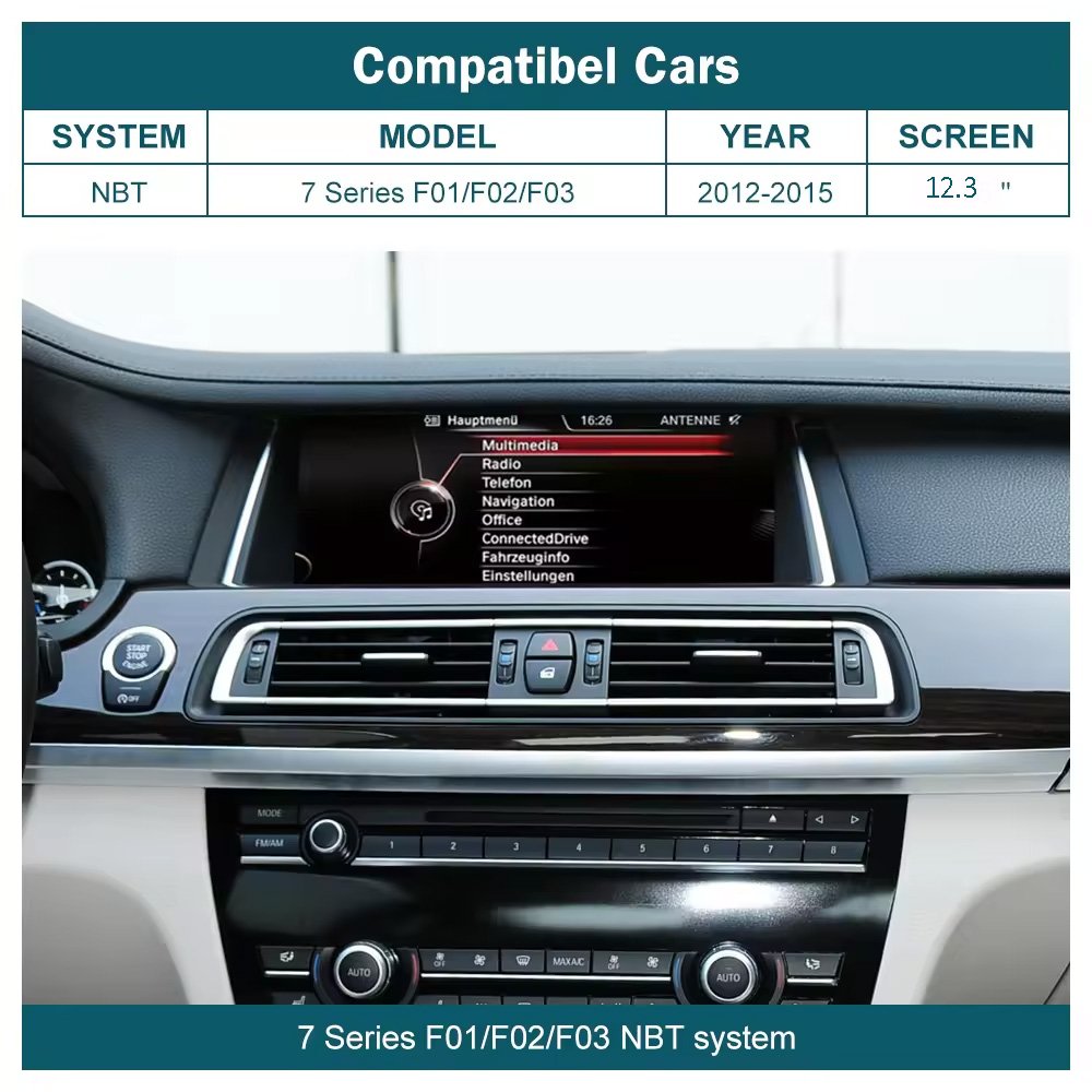 Road Top 12.3'' Wireless CarPlay Android Auto Car Multimedia Radio Linux Touchscreen For BMW 7 Series 2012-2015 F01/F02/F03 NBT