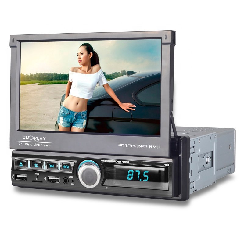 Jmance 7 Inch Automatic Telescopic Digital Panel Single Din Touch Screen Car Dvd Player Mp5 Aux Stereo Auto Radio