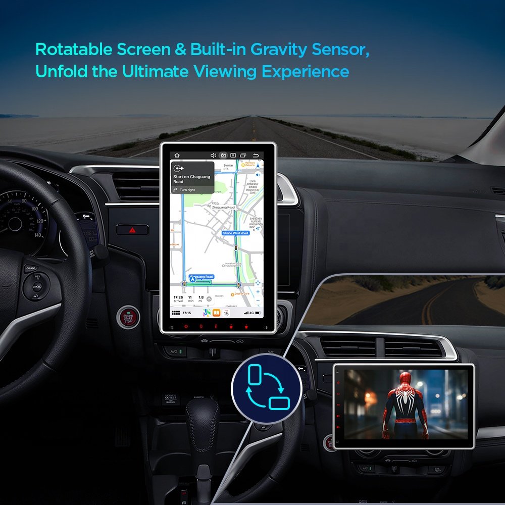 XTRONS 10.1" 8Core 8+128 Android 12 QLED Rotatable Screen 2 din Car Stereo 4G LTE Android Auto Radio TeslaStyle Car DVD Player