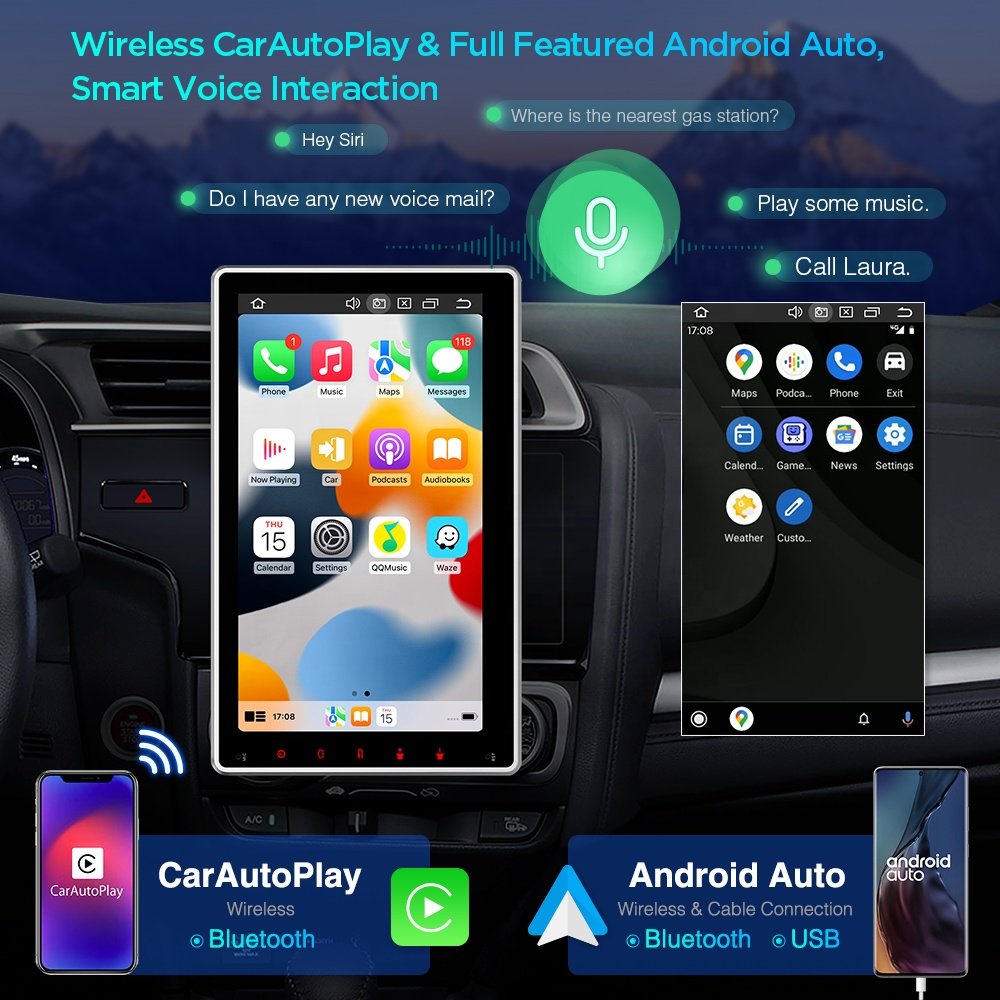 XTRONS 10.1" 8Core 8+128 Android 12 QLED Rotatable Screen 2 din Car Stereo 4G LTE Android Auto Radio TeslaStyle Car DVD Player