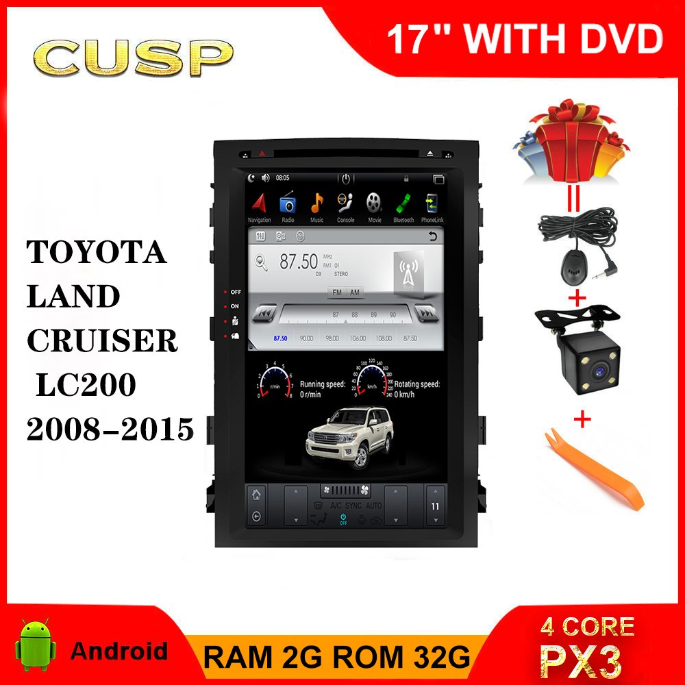 17'' Car Screen Android GPS Navigation Radio with HD Screen Carplay Video Player for TOYOTA LAND CRUISER LC200 2008-2015