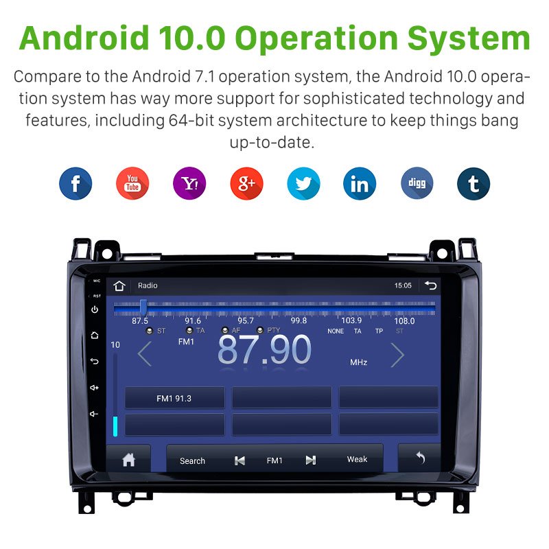 9 inch Android 11.0 GPS Navigation Radio for 2000-2015 VW Volkswagen Crafter Mercedes Benz Viano / Vito /B Class W245 /Sprinter