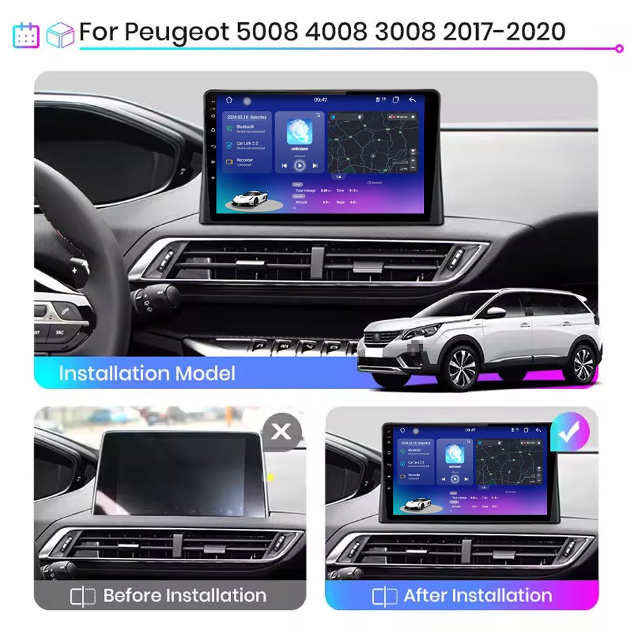 2K QLED Touch Screen Android13 8+256g Car Dvd Player For Peugeot 3008 4008 5008 With Bt Dsp Bt Gps Carplay Auto Car Radio