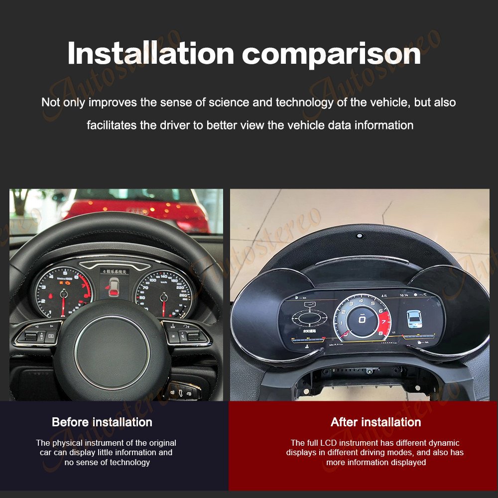 Car Digital Cluster For Audi A3 2014-2020 Virtual Cockpit Dashboard HeadUnit Entertainment Instrument Speed Meter Screen