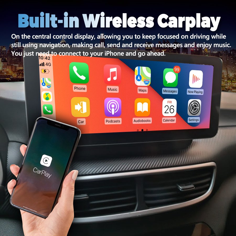 12.3inch 1920*720 Qled Screen Car Radio Android 13 Carplay For Hyundai Tucson 2019 2020 Stereo GPS Multimedia Radio Video Player