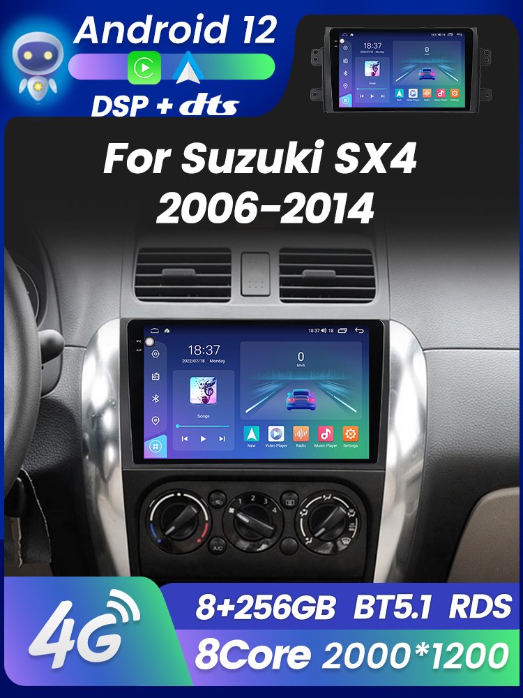 MEKEDE M6 Android 12 8core 8+256GB 2K DSP 2din GPS WIFI Car Radio stereo for Suzuki SX4 2006-2014