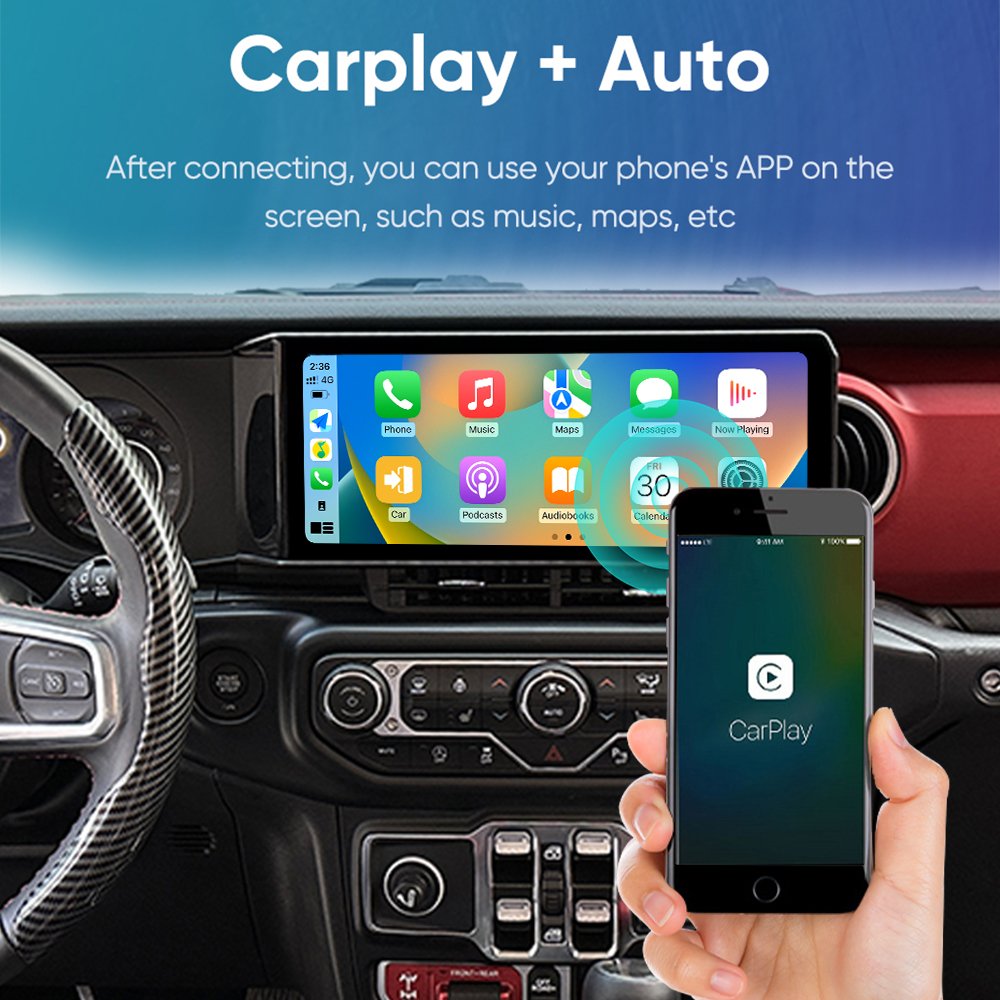ZWNAV 12.3" Carplay For Jeep Wrangler JL 2018-2021 Car GPS Navigation Multimedia Display Screen Player Car Stereo Head Unit