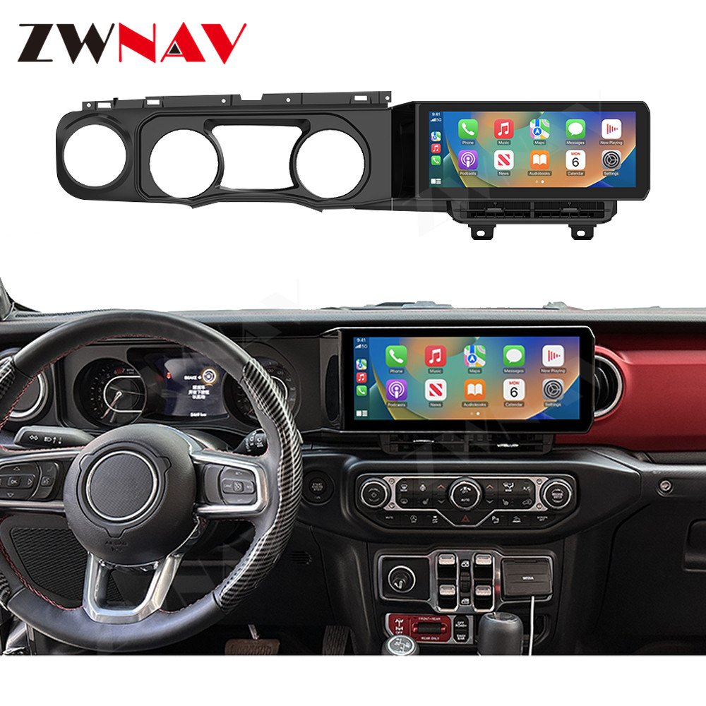 ZWNAV 12.3" Carplay For Jeep Wrangler JL 2018-2021 Car GPS Navigation Multimedia Display Screen Player Car Stereo Head Unit