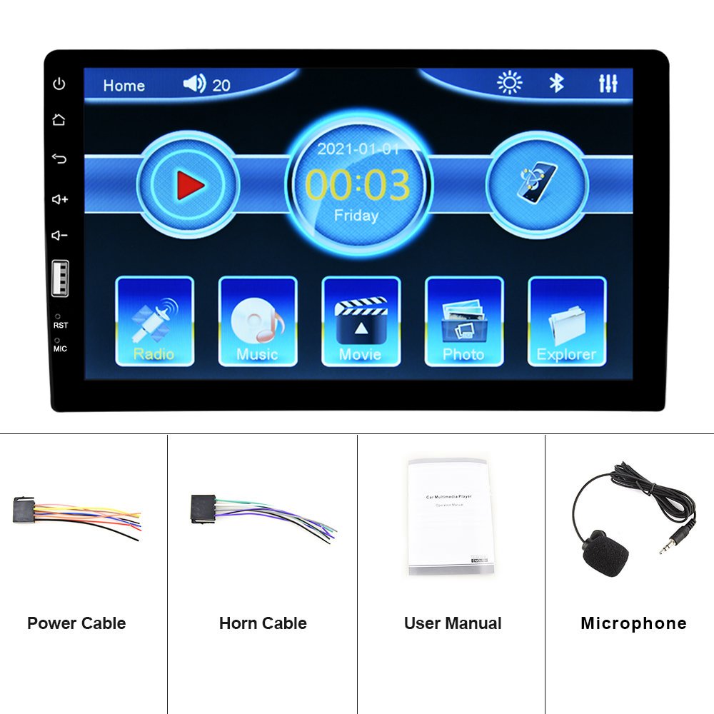 Podofo Single Din 9'' Car Stereo Radio Autoradio Car MP5 Player BT FM EQ + Microphone Auto Electronics