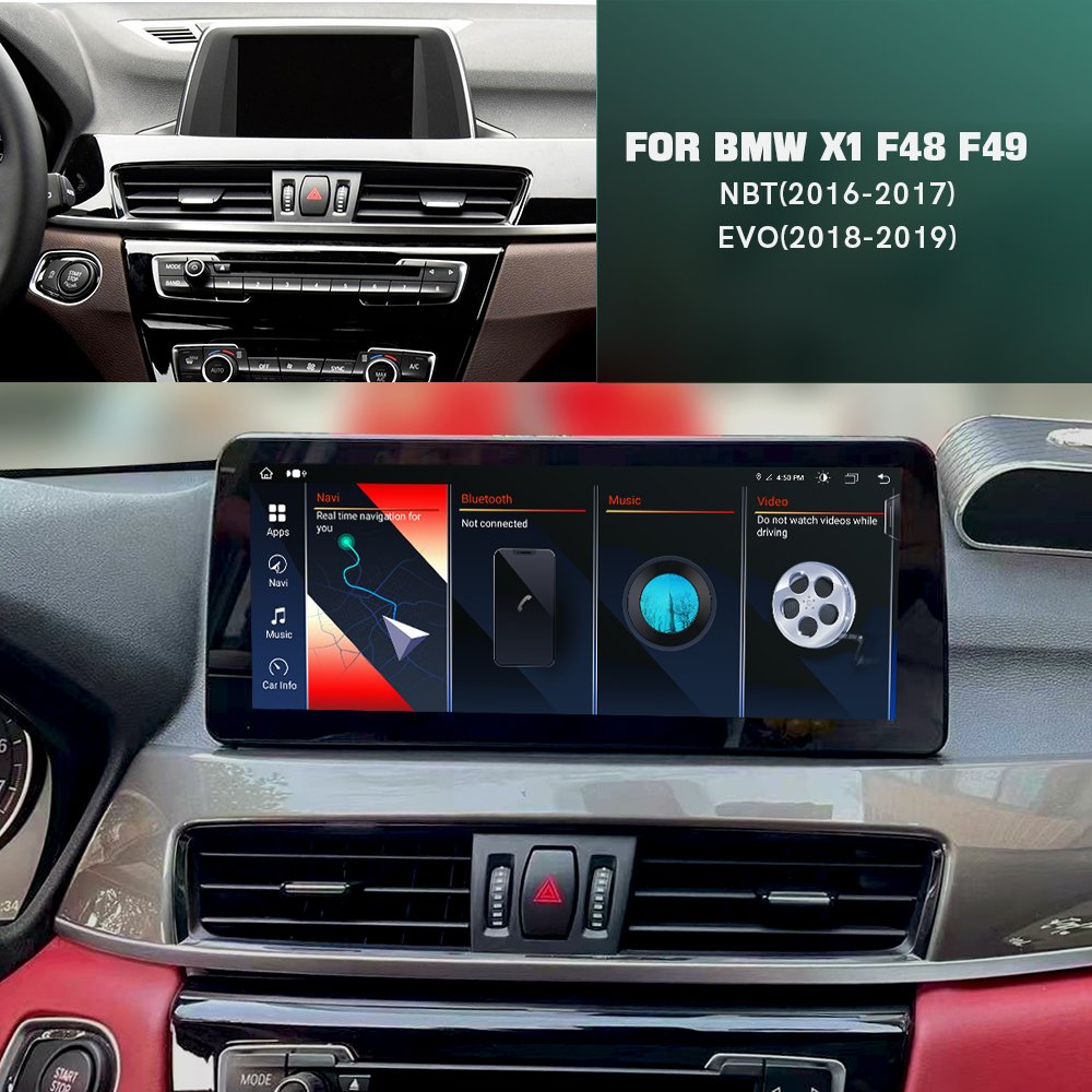 12.3Inch 8Core Hd1920*720 Screen Auto Carplay Android 14 For Bmw X1 F48 F49 EVO 2018 2019 Bt Gps 4Glte Wifi Radio