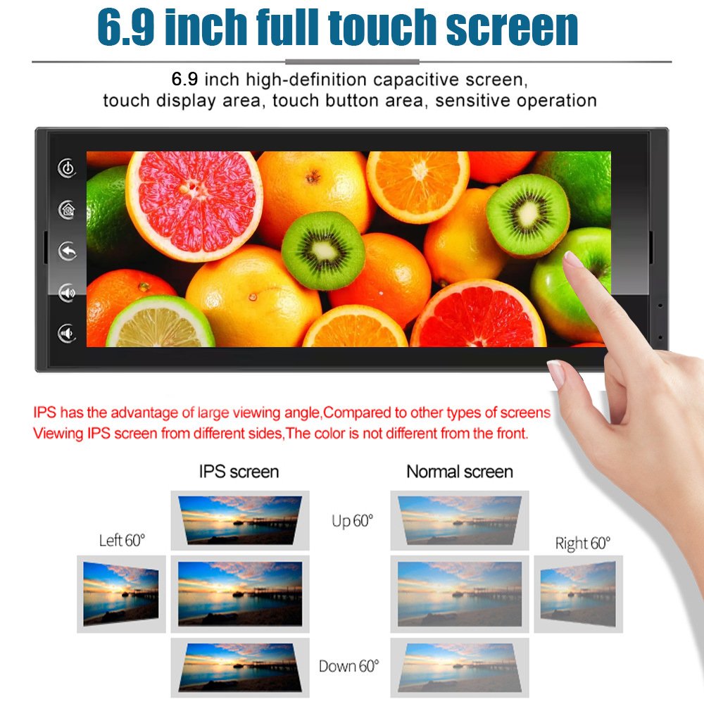 6.86 Inch Universal Android 12 4+64GB Car Radio Wireless Carplay Auto Stereo WIFI Bluetooth GPS DSP IPS Screen 1DIN Video