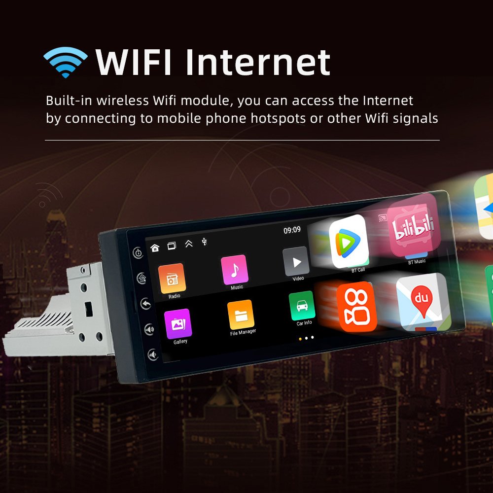 6.86 Inch Universal Android 12 4+64GB Car Radio Wireless Carplay Auto Stereo WIFI Bluetooth GPS DSP IPS Screen 1DIN Video