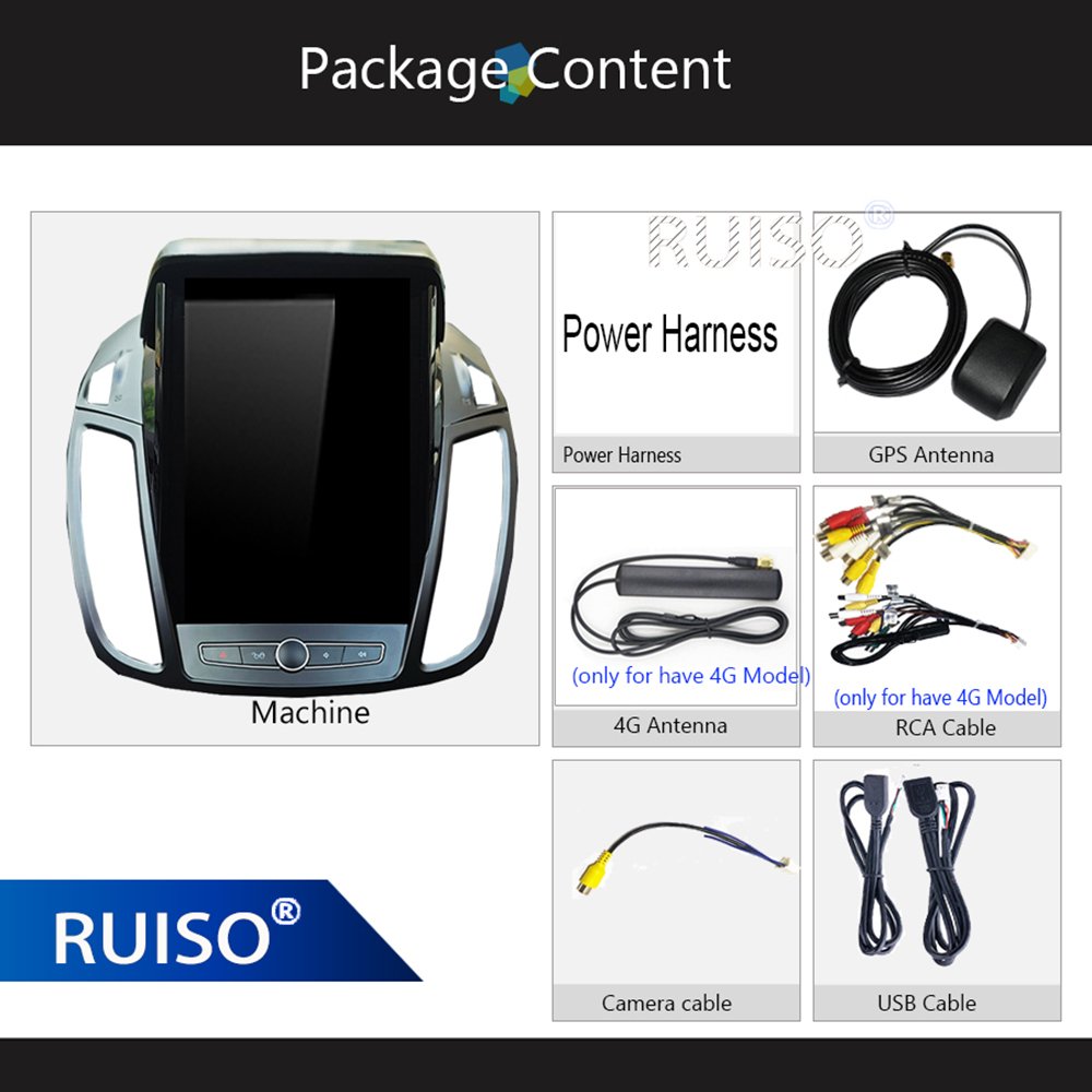RUISO Car Radio Android Car Player For Ford C-MAX Kuga Escape 2012 GPS auto carplay for Tesla Vertical Screen