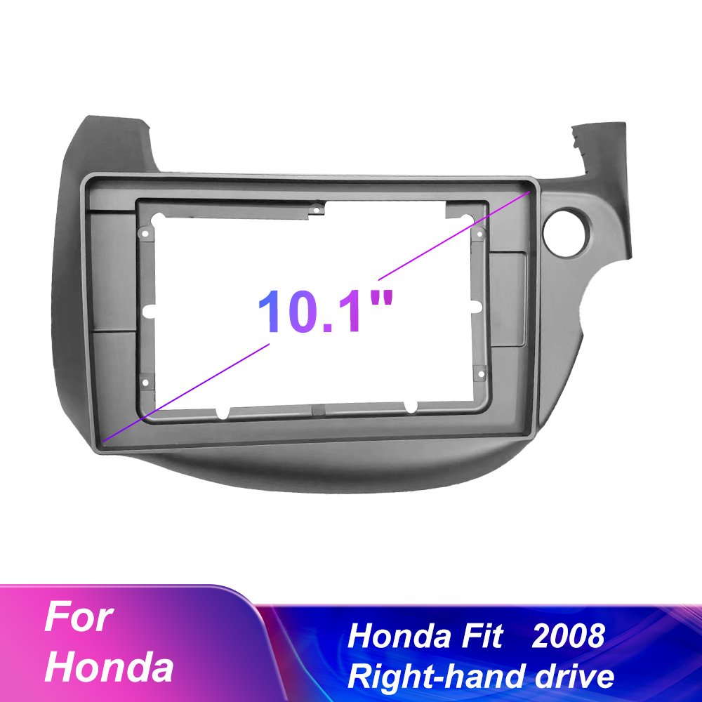 Podofo 10.1" Double Din Dashboard Car Radio Frame Kit ABS Plastic Fascia Frame For For Honda Fit 2008 Car Stereo