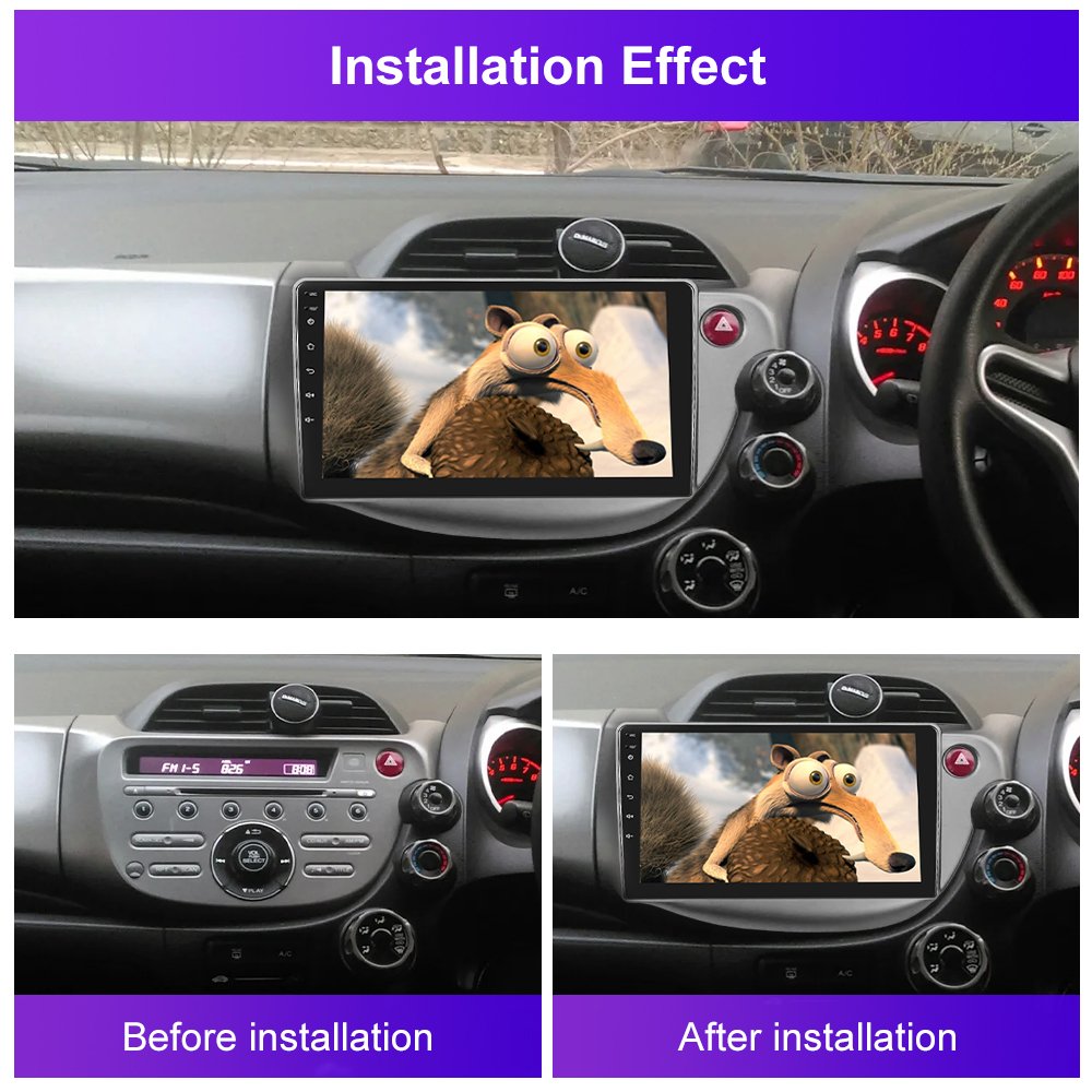 Podofo 10.1" Double Din Dashboard Car Radio Frame Kit ABS Plastic Fascia Frame For For Honda Fit 2008 Car Stereo