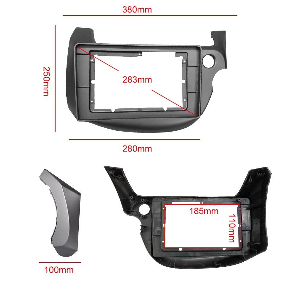 Podofo 10.1" Double Din Dashboard Car Radio Frame Kit ABS Plastic Fascia Frame For For Honda Fit 2008 Car Stereo