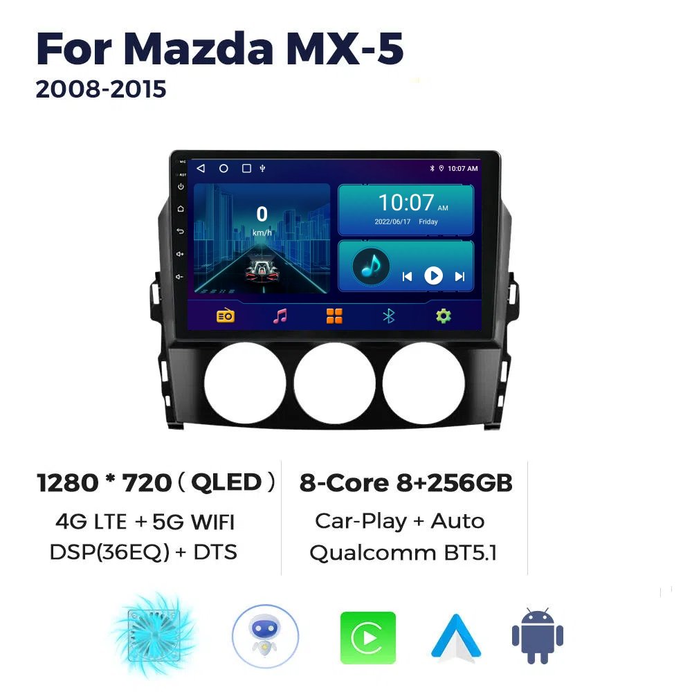 Android 13 Car stereo Gps Navigation For 8-core radio Player for Mazda MX-5 2008-2015 Multimedia Player Car Radio