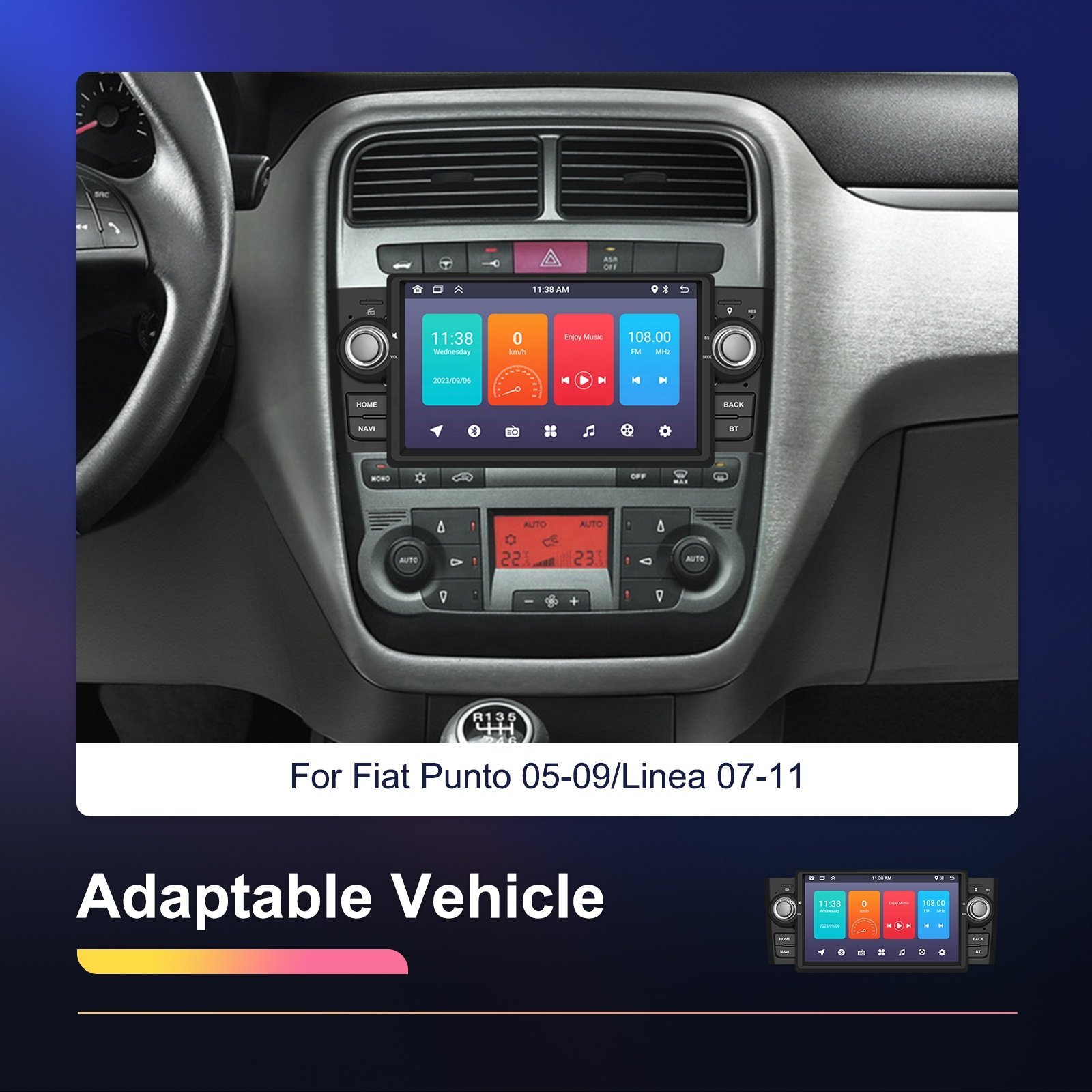 Podofo 7'' For Fiat Punto 2005-2009/Linea 2007-2011 Android Car Radio Stereo 1+32G GPS WiFi BT FM RDS Customization Manufacturer