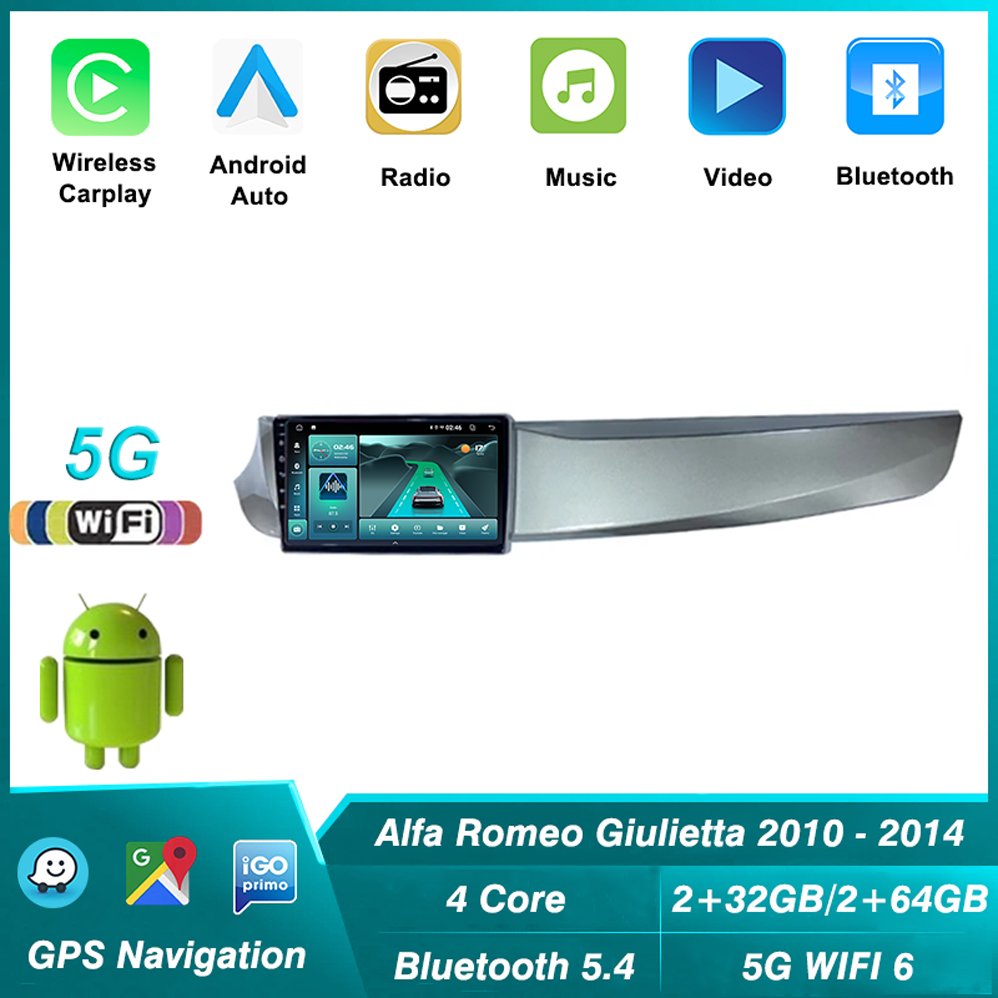New 9 Inch Android Auto Radio Head Unit GPS Navigation Multimedia Stereo Car Player for Alfa Romeo Giulietta 2010-2014