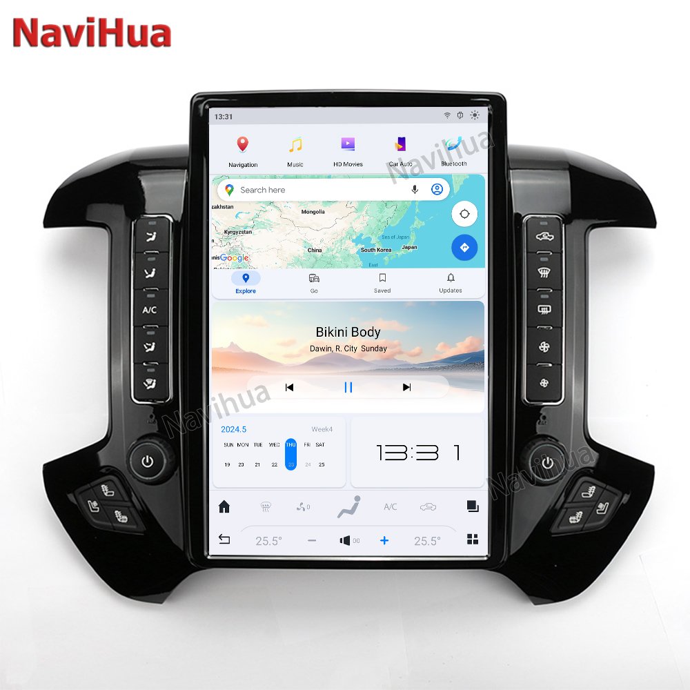 NaviHua 14.4 Inch Tesla Screen Android Car Radio For GMC Sierra Chevrolet Silverado 2014 2018 Carplay Head Unit GPS Navigation