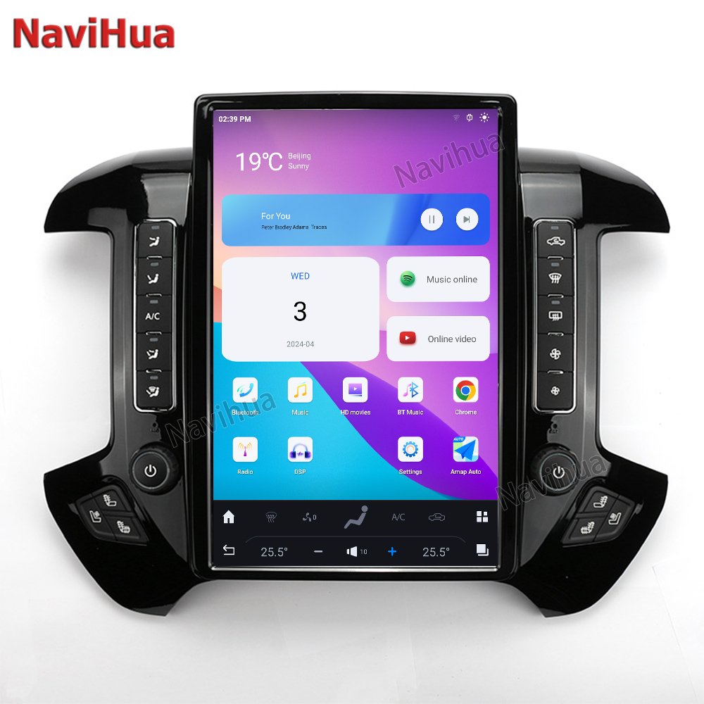 NaviHua 14.4 Inch Tesla Screen Android Car Radio For GMC Sierra Chevrolet Silverado 2014 2018 Carplay Head Unit GPS Navigation