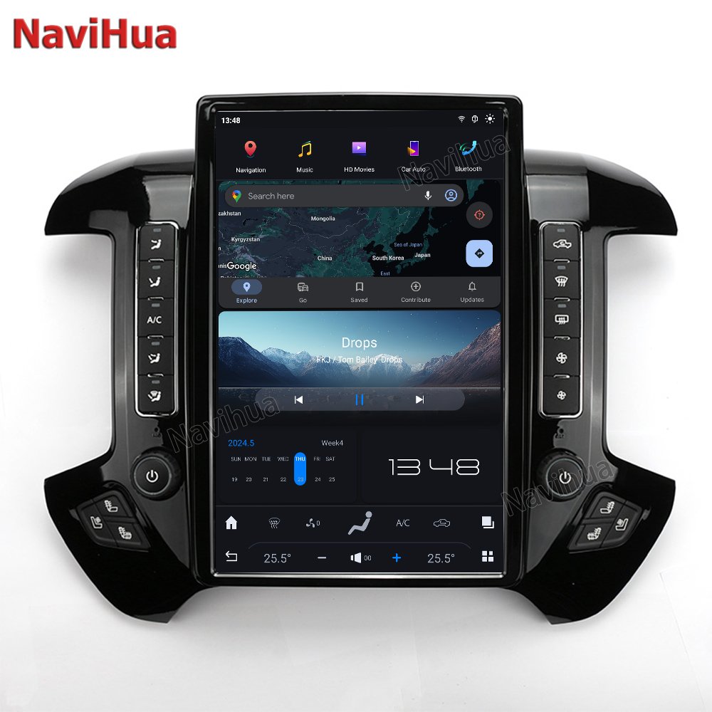 NaviHua 14.4 Inch Tesla Screen Android Car Radio For GMC Sierra Chevrolet Silverado 2014 2018 Carplay Head Unit GPS Navigation