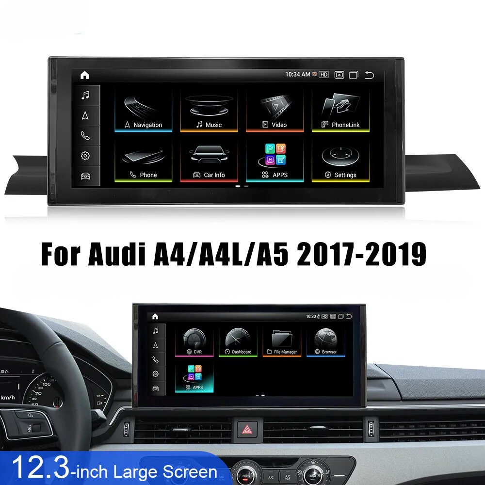 12.3" Navigation with Music Multimedia Player Car Radio Android Touch screen for Audi A4 A4L B9 2017-2019 WIFI CARPIAY