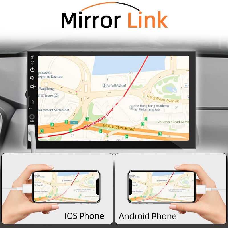 7inch Car Radio 1 Din Carplay Android Auto Multimedia Player HD Touch Screen FM AUX Input Bluetooth MirrorLink Universal