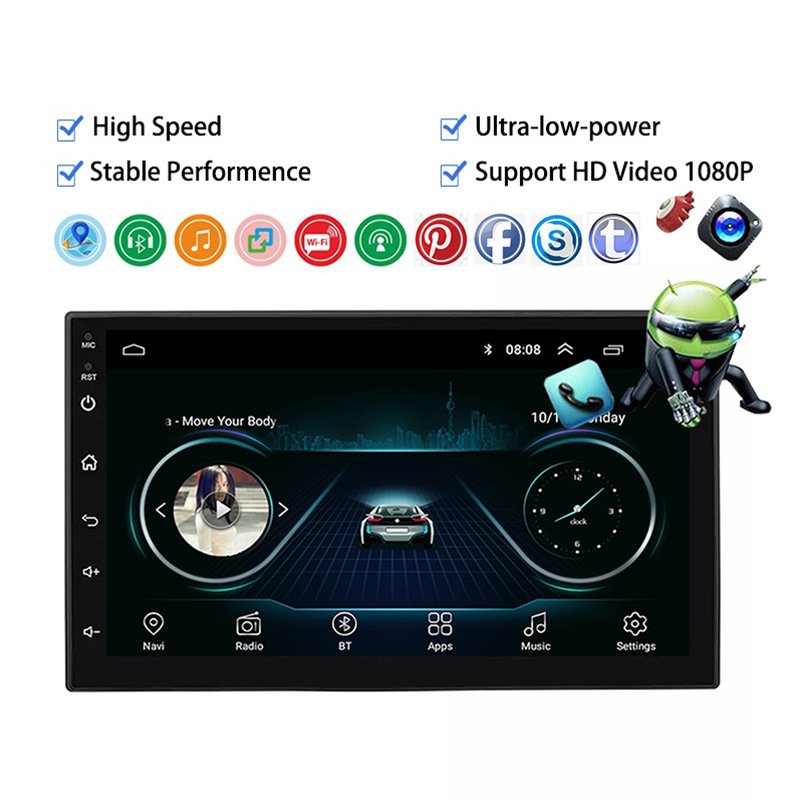 Hot sale 7 inch Android car MP5 player 1G+16G Android 8.1 video player BT music/call car dvd player with GPS & navigation