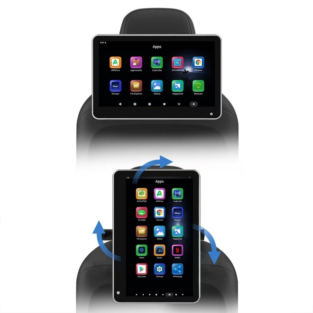 15.6 Inch 4G Car Headrest Entertainment System 10.1 Android 13 USB SD Rear Seat IPS HD Full Lamination Rotatable Angle TFT LCD