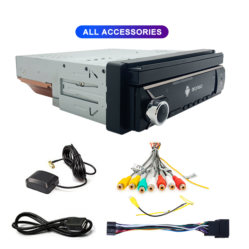 LEHX Android 12 Auto 1Din Multimedia Player 7'' Universal Retractable Screen Car Radio MP5 GPS Navigation Carplay 1 DIN Stereo