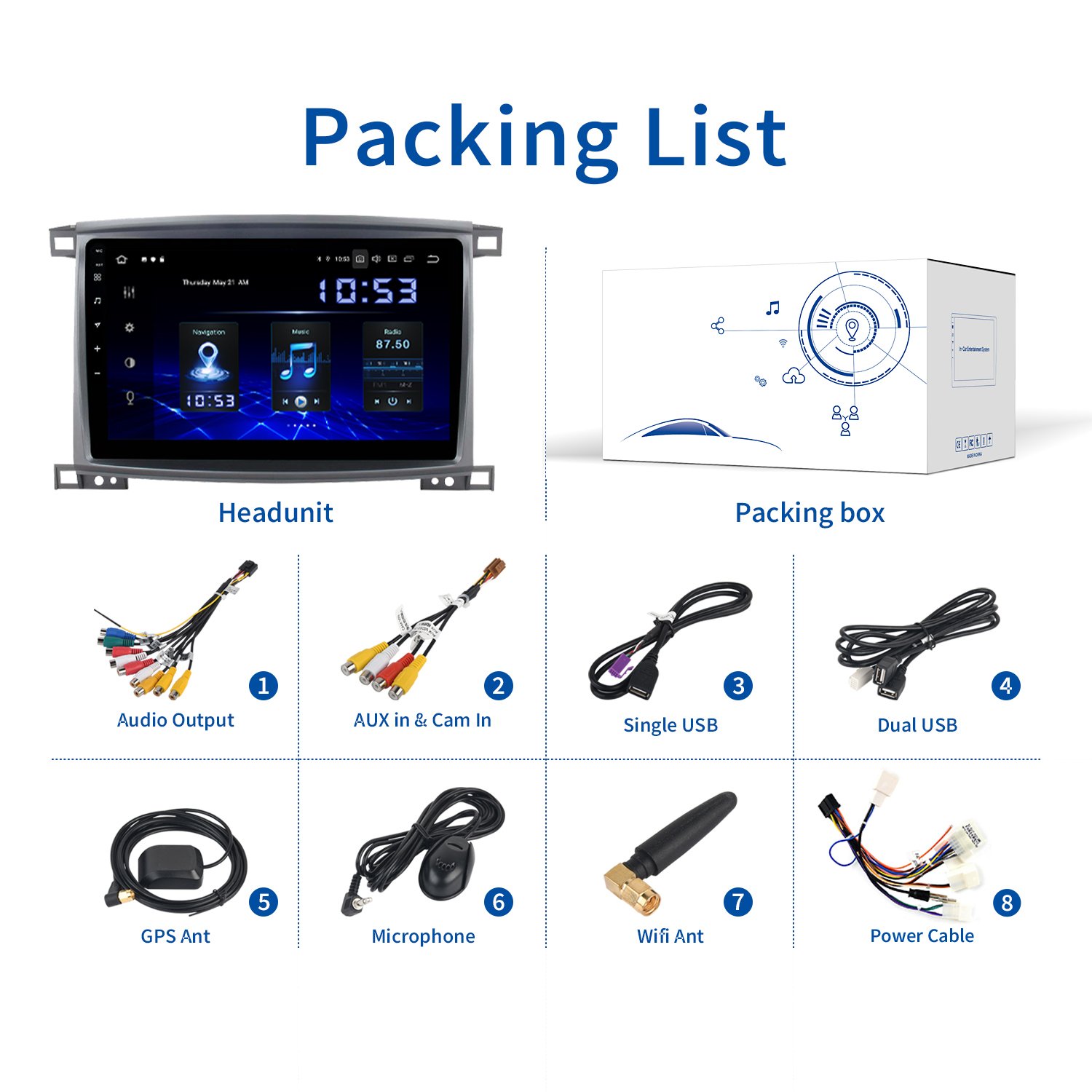 Dasaita 10.2 inch For Toyota land cruiser LC100 2003-2007 Car Radio IPS touch screen 1280*720 Carplay Wifi 4+64G GPS Navigation